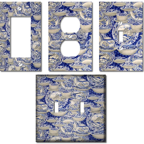 KANGHAR Wallplates Tie Dye Blue Marble Pattern Decor& Toggle White Outlet Wall Plate Cover