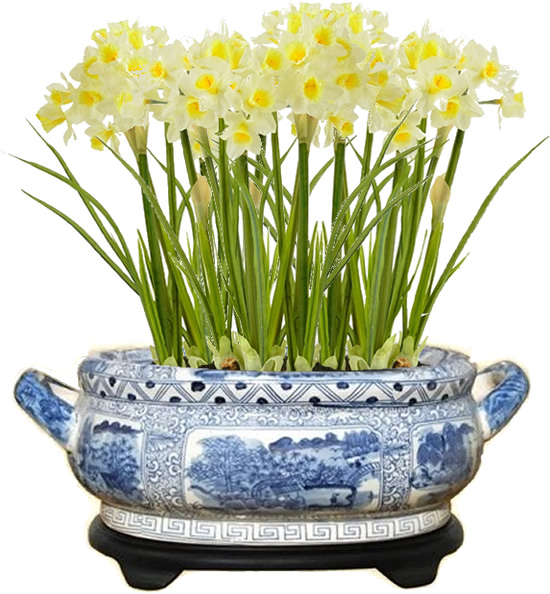 Oval Blue Willow Porcelain Flower Pots
