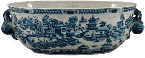 Antique looking foot bath with Blue Willow Scene - Oval Blue Willow Porcelain Flower Pots - my Design42