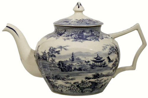 Pagoda Blue and White Tea Pot