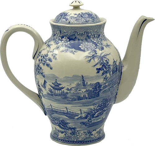 Pagoda Blue and White Tea Pot