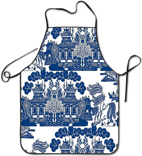 Blue Willow Porcelain Inspired Chinoiserie Apron
