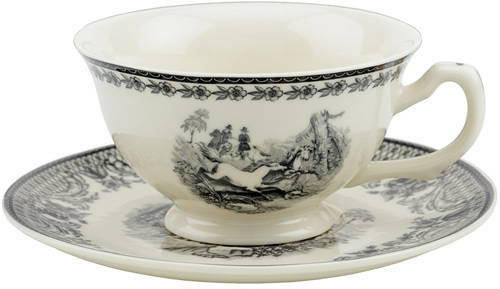 Equestrian Black and White Tea Cup and Saucer from the Madison Bay Company