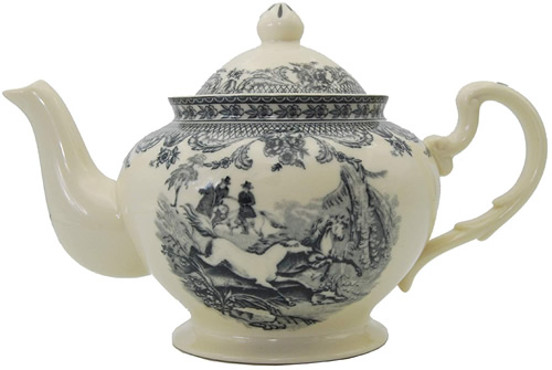 Equestrian Black on White Teapot from the Madison Bay Company