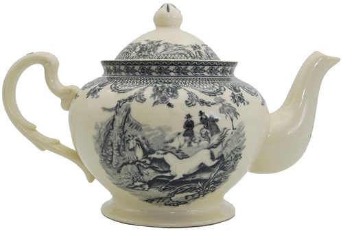 Equestrian Black on White Teapot from the Madison Bay Company