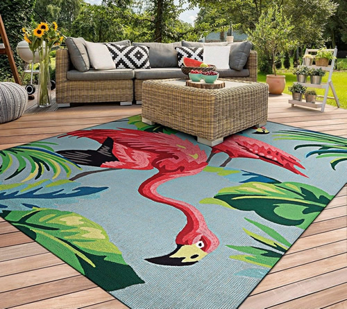 Pink Flamingos Dream Decor Rugs of Miami - Kitschy Tropical Splendor - 1950s Flamingos