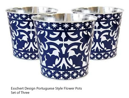 Esschert Design Portuguese Style Set of Three Metal Flower Pots