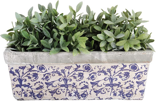 Esschert Design USA Blue & White Ceramic Balcony Planter