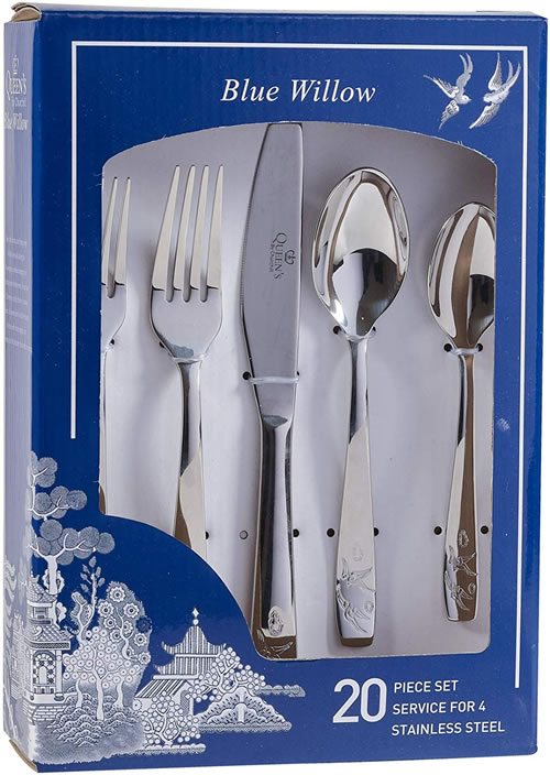 Churchill Blue Willow 20 Piece Stainless Steel Cutlery Set