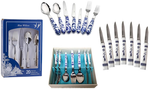 Blue Willow Silverware and Steak Knives