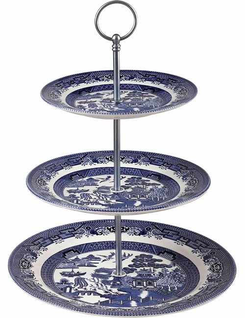 Churchill Blue Willow 3-Tier Cake Stand - Blue Willow 2-Tier and 3-Tier Servers and Cake Stands - myDesign42