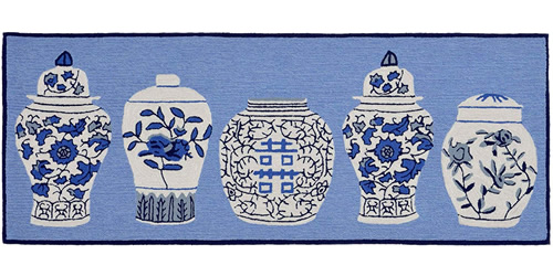 Liora Manne’s Ginger Jars Blue 24" x 60" or 27" x 72" Double Mat