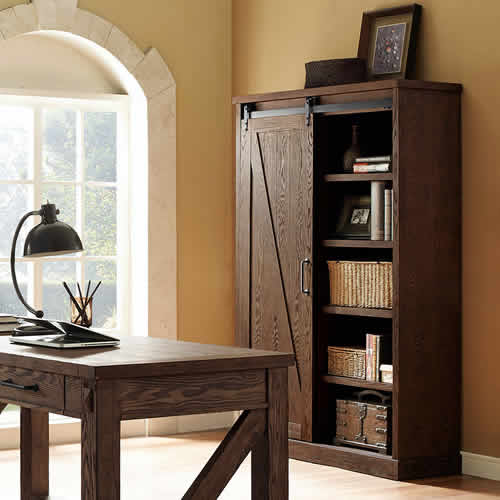 Martin Furniture Avondale Bookcase with Sliding Barn Door IMAE4872