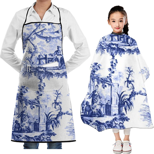 Chinoiserie Landscape Toile Salon Cape and Apron