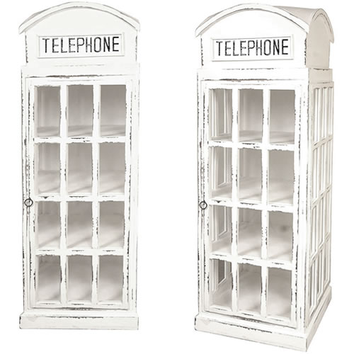 White British Phone Booth Display Cabinet