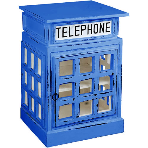 White British Phone Booth End Table painted Blue