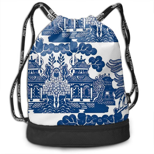 Agary & Asy Blue Willow Drawstring Backpack