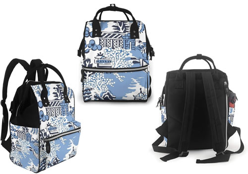 Winter Blue Willow Back Pack Lunch Box