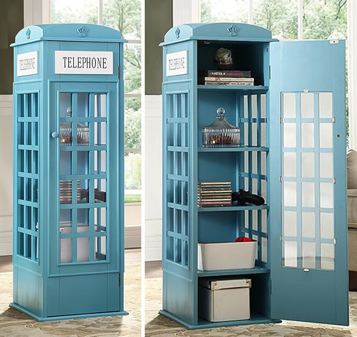 More London Phone Booth Shelves and Cabinets