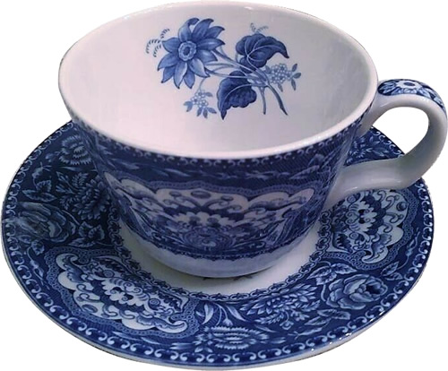 Spode Floral tea cup and saucer from the Georgian Blue Room Collection