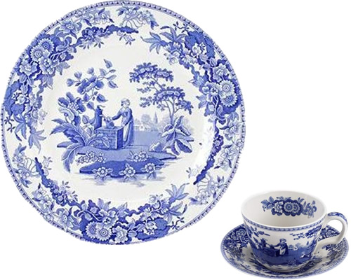 Spode Girl at Well from the Georgian Blue Room Collection