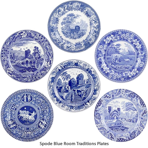 Castle, Milkmaid, Greek, Aesop's Fables, Lucano, and Caramanian from Spode Blue Room Traditions Collection