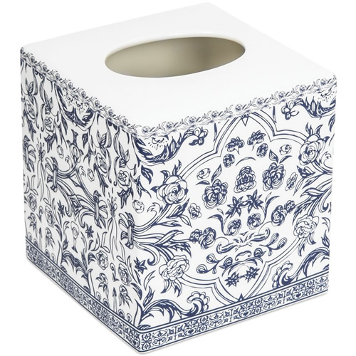 Orsay Fine Porcelain Blue and White Tissue Cover Bath Accessory