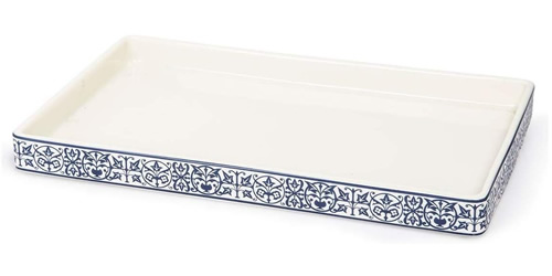 Orsay Fine Porcelain Blue and White Tray Bath Accessory