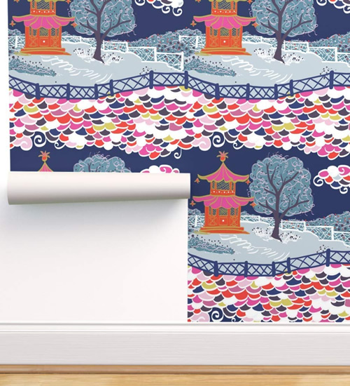 Cloud Pagoda wallpaper in Vibrant by Danika Herrick from Roostery and Spoonflower