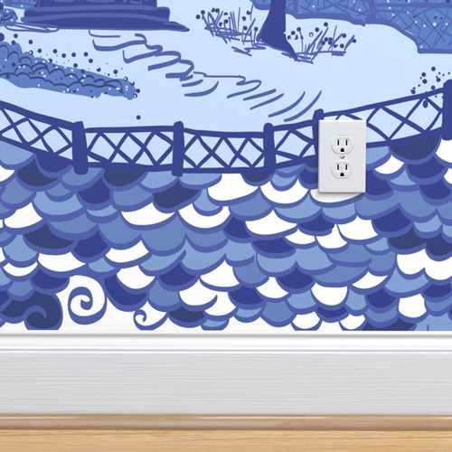 Cloud Pagoda wallpaper in Blues by Danika Herrick from Roostery and Spoonflower