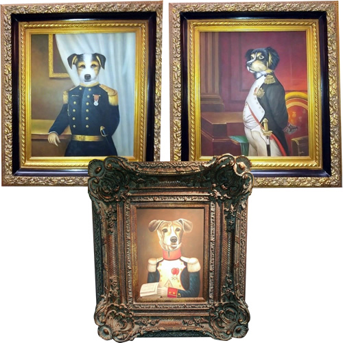 Vintage Military Dog Oil Paintings