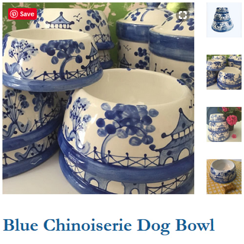 Blue Chinoiserie Dog Bowls from Indigo Home Shop