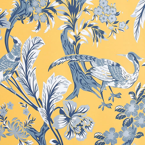 Swatch of Lush Decor Blue and White with Yellow curtain fabric