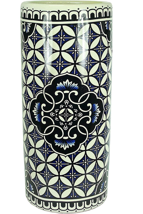 Blue and White Tiles Ceramic Umbrella Stand