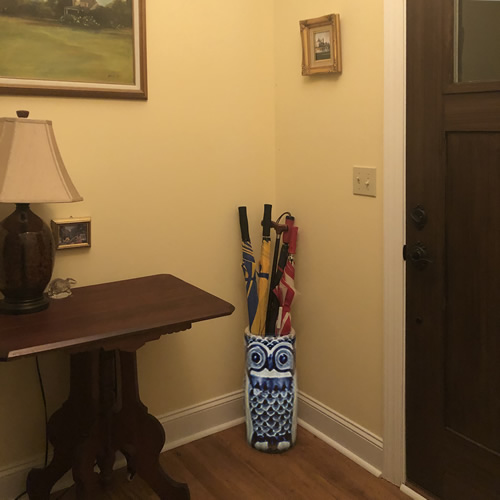 Blue and White Owl Porcelain Umbrella Stand