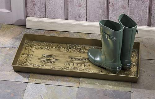 Chinoiserie Metal Boot Tray Finished to stand up to wet and dirty boots, even standing water or salt.