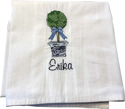 Topiary Embroidered Towels by Jessiemae