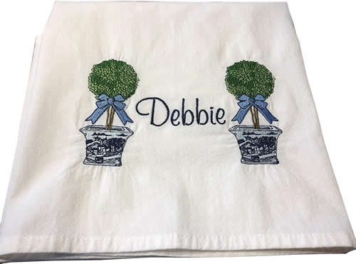 Topiary Embroidered Towels by Jessiemae