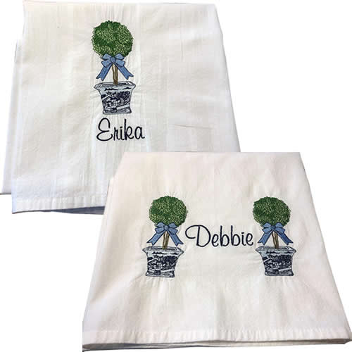 Topiary Embroidered Towels by Jessiemae