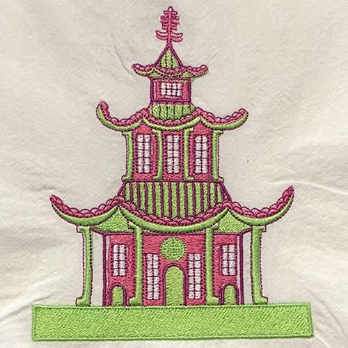 Pagoda Embroidered Towel by Jessiemaie