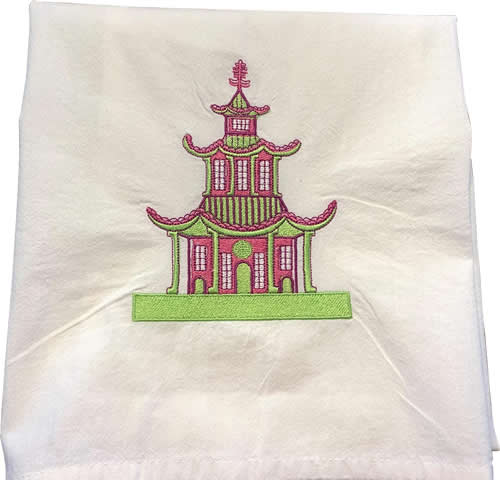 Pagoda Embroidered Towel by Jessiemaie