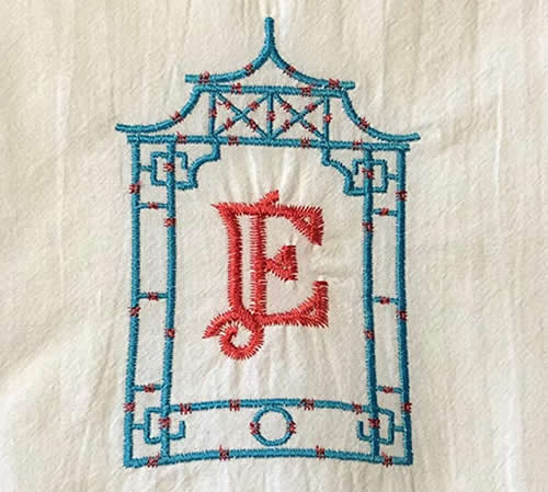 Embroidered Pagoda Frame with Monogram by Jessiemae