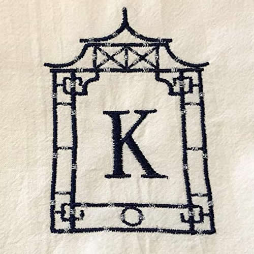 Embroidered Pagoda Frame with Monogram by Jessiemae