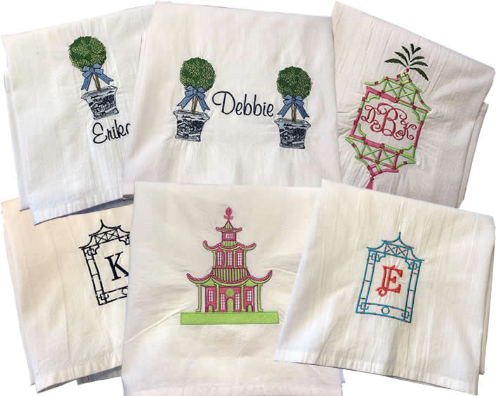 Chinoiserie Embroidered Towels by Jessiemae