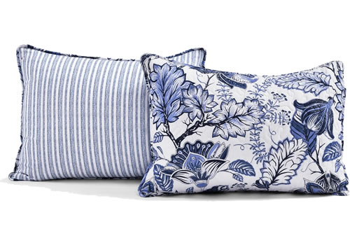 Lush Décor Cynthia Blue and White Jacobean Print Bedding includes the spread and two shams.