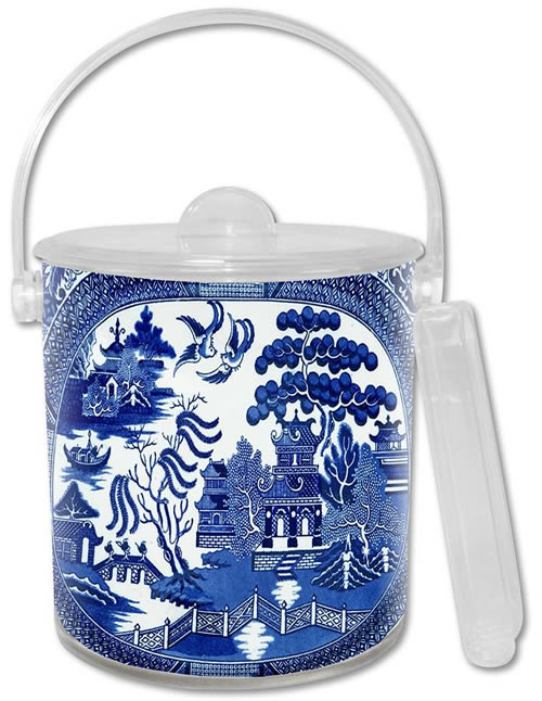 Marye-Kelley Blue Willow Lucite Ice Bucket