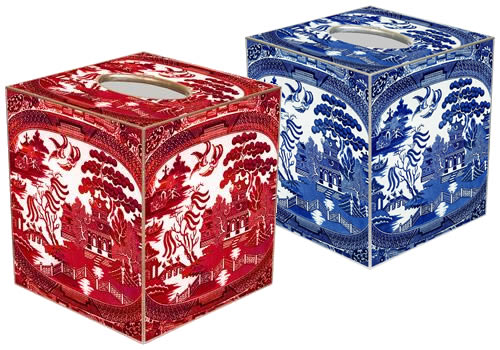 Marye-Kelley Blue Willow and Red Willow Tissue Box Covers