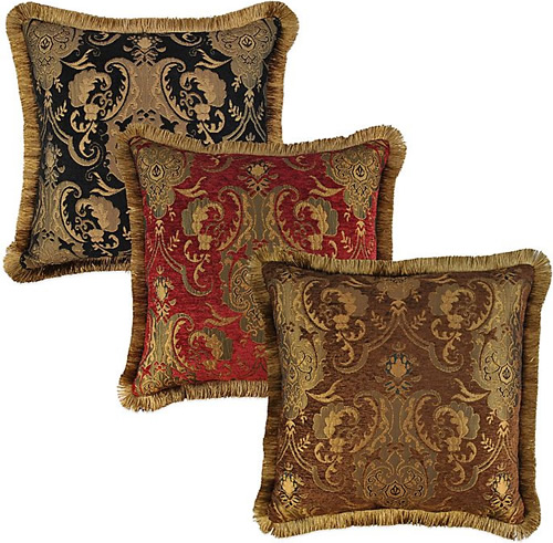 Black, Red and Brown throw pillows from Sherry Kline Home