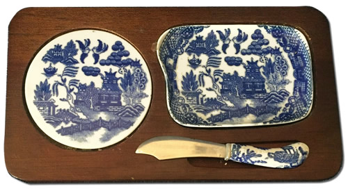 Blue Willow Cheese Server Set from eBay