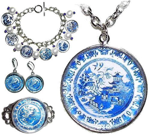 Handmade Blue Willow Jewelry by Art Jewelry For You